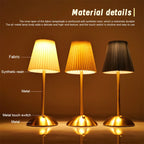 Small Pleated Table Lamp USB Rechargeable Nightstand Lamp Cordless Desk Lamp for Bedroom Living Room Home Office Decor
