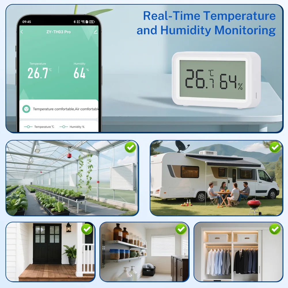Tuya Smart WiFi Zigbee Temp Humidity Sensor 2.36"LCD External Temperature Probe Fridge Fish Tank Work With Google Home Yandex