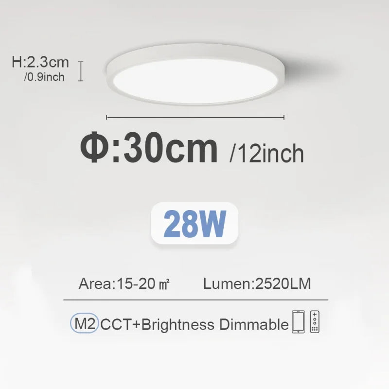 Ultra-Thin LED Ceiling Lamp Chandelier 23/30cm with Remote Control for Home Decor Lighting in Living Room Bedroom Kitchen
