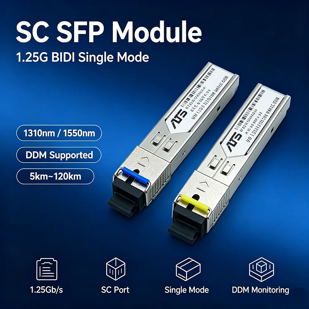 SFP Module SC connector 1.25G SC BiDi 1310nm/1550nm WDM switch SFP Transceiver module with Switch with DDM Function