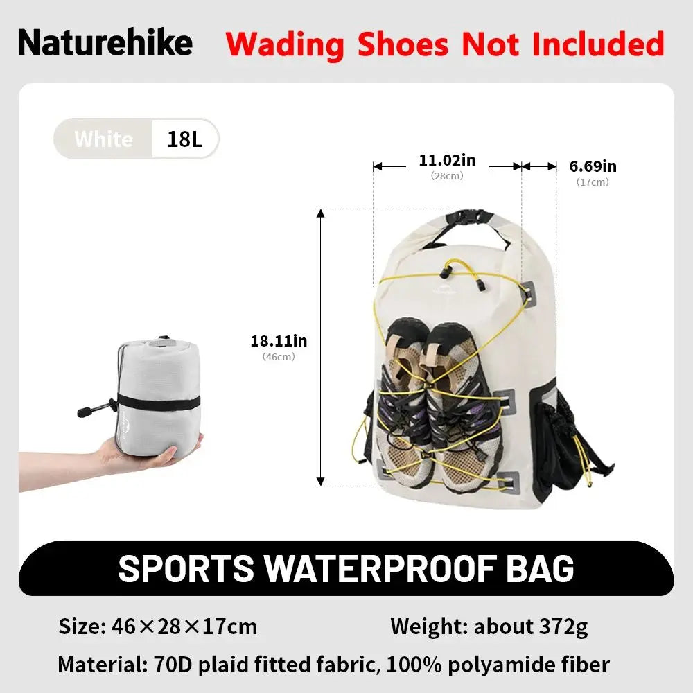 Naturehike Waterproof Dry Backpack IPX6 Polyester 18L/25L for Swimming Rafting Trekking