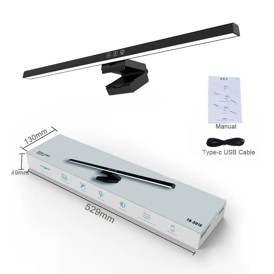 50cm Monitor Light Bar USB Screen Hanging Lamp Stepless Dimming Desk Light Black/White