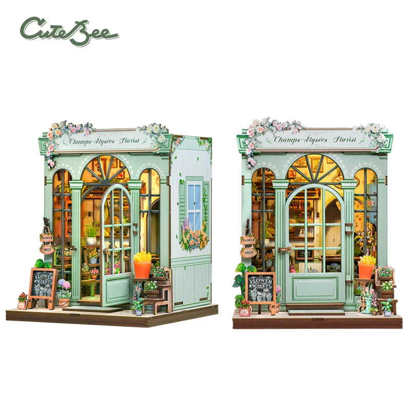 CUTEBEE Book Nook DIY Building Kit with Laser-Cut Precision Pieces 3D Wooden Puzzle  Collectible Desk Home Decor for Gift Idea