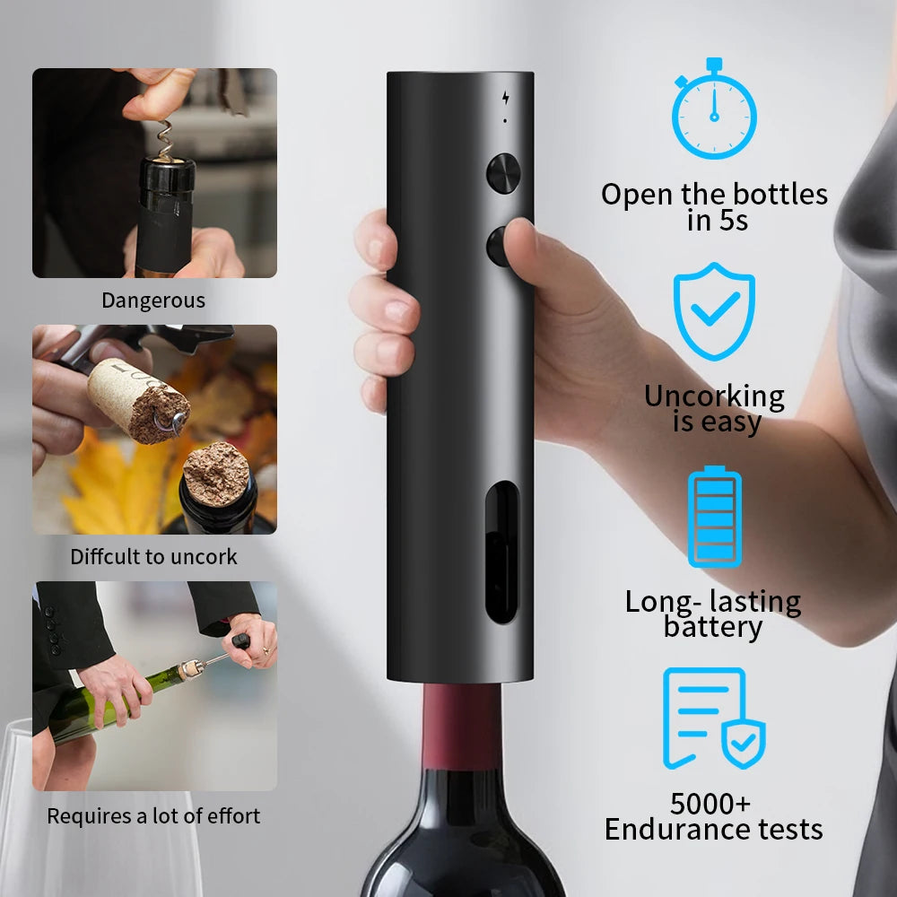 Rechargeable Electric Wine Bottle Opener Automatic Corkscrew USB Charging, 1pc/1 set