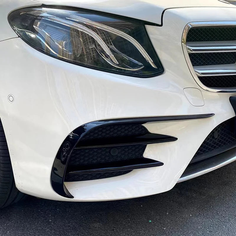 Car Front Bumper Splitter Spoiler For Mercedes Benz E Class W213 2016-2020 Spoiler Fog Light Trim AMG Wind Knife Car Accessories