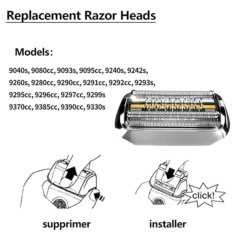 92B 92S Foil&Cutter CASSETTE HEAD Fit Braun Series 9 S9 Shaver 9080CC 9240S 9242S 9260S 9280CC 9290SS 9290CC 9291CC 9292CC