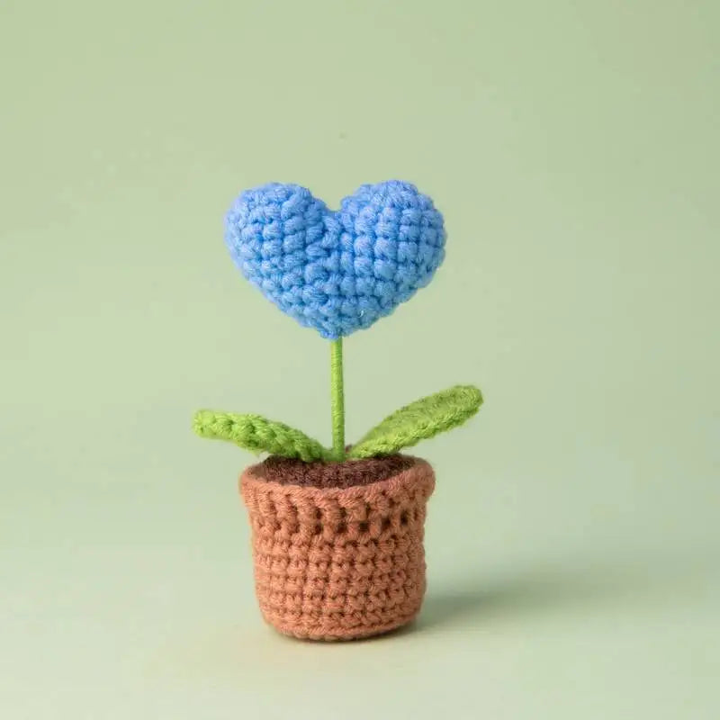 Mini Tulips Crochet Flowers Potted Cute Knitting Flowers Table Car Decor Handmade Artificial Tulips Flores Tejidas