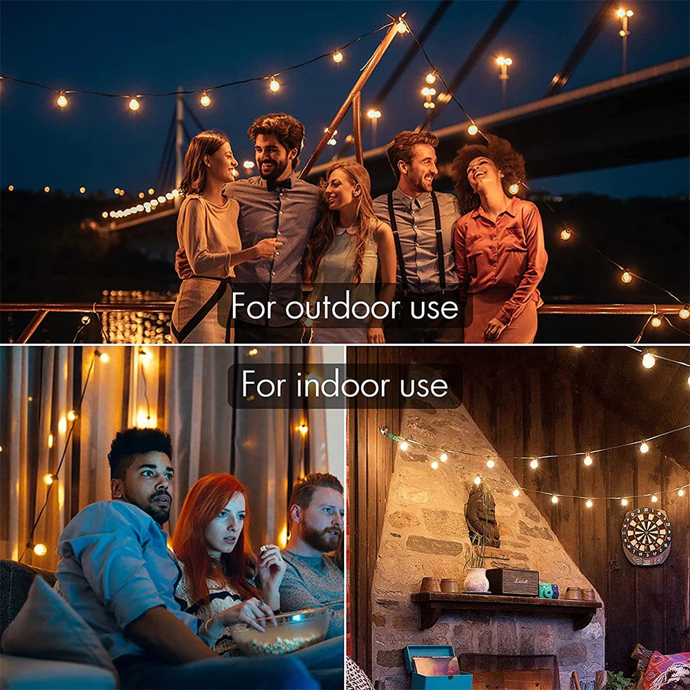 30m 15m 7.6m USB LED Lights 5V 1W G40 Plastic Bulb Outdoor Waterproof Tent Fairy Patio Festoon String Light Wedding Decor