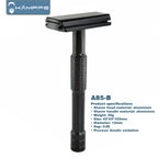 Kampfe CNC machined safety razor shaver with 5 blades, A85, black/grey/silver