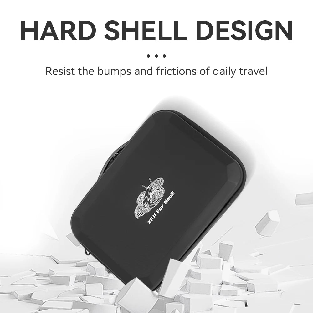 XFJI Carrying Case Compatible with DJI NEO 2 Combo PU Leather Hard Shell Shoulder Bag Travel Storage Pouch Drone Accessories