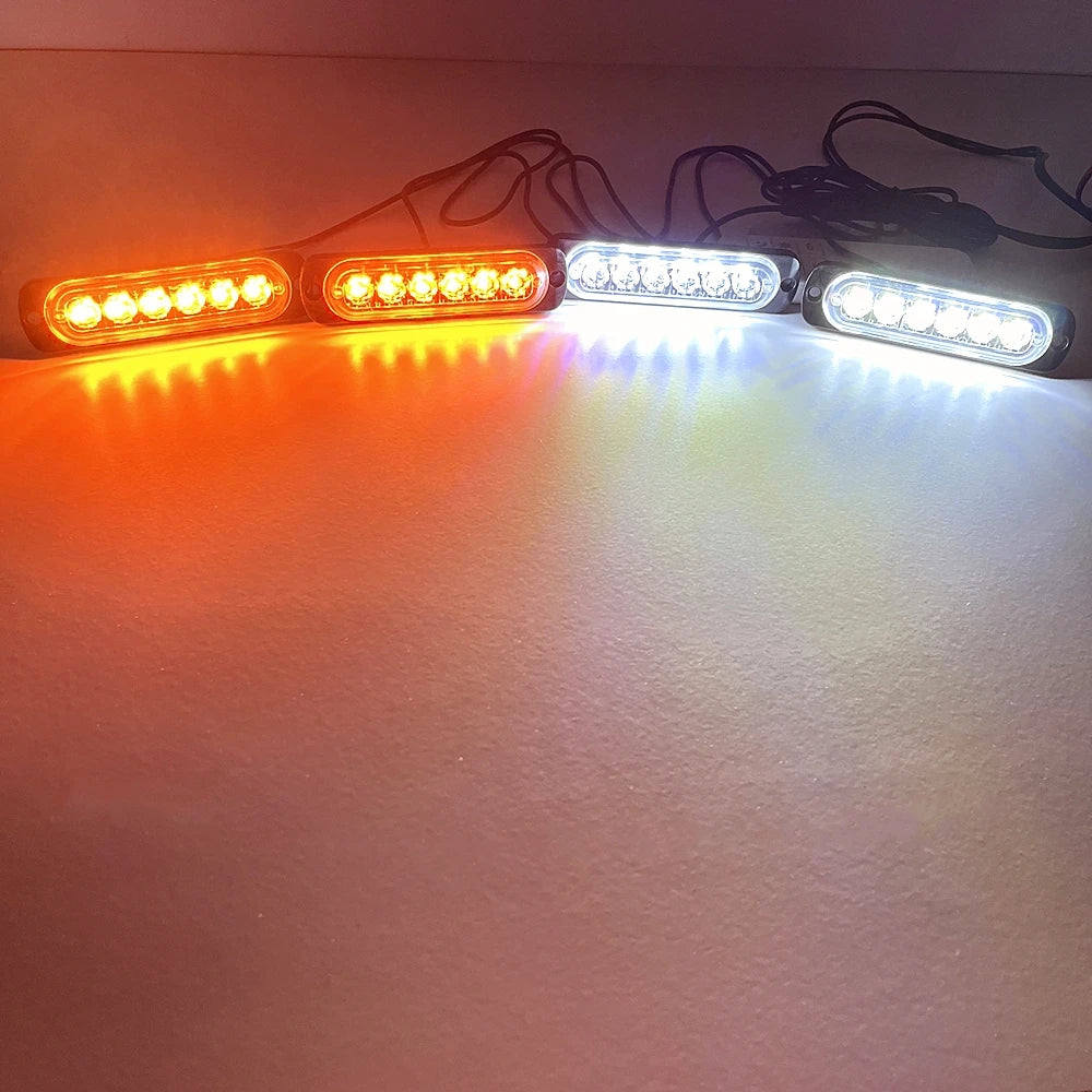 Car Front Grille Lighting 12V 24V Police LED Emergency Strobe Warning Lights Fireman Flash Beacon Yellow White Signal Lamp