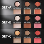 1 Set of 3 Contouring Sticks, Highlighter Sticks, and Blush Sticks, 3-Piece Cream Contouring Set, Creates Facial Contours, Non-Greasy