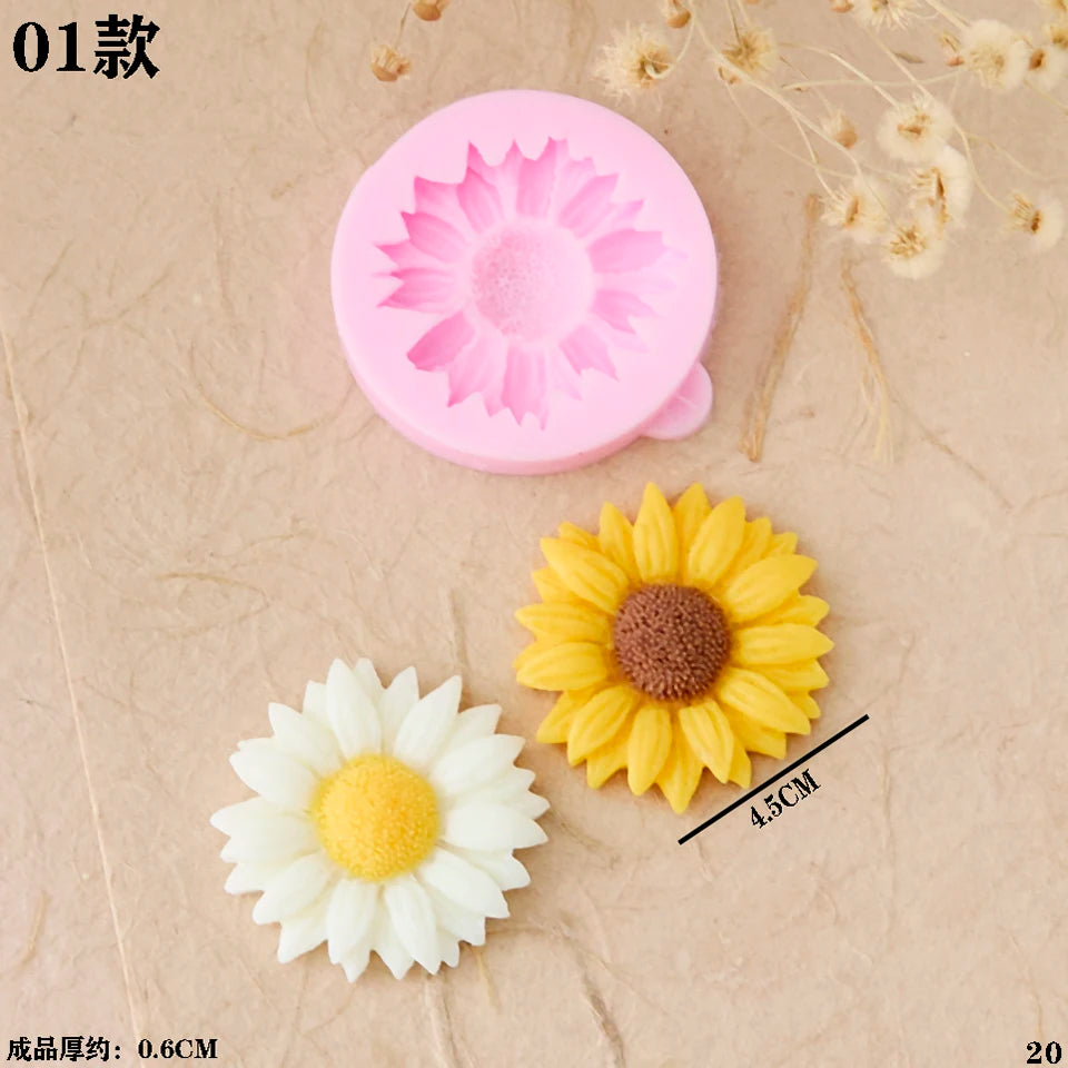 3d Flowers Cherry Blossoms Silicone Molds Daisies Five-petal Flowers Fondant Candy Chocolate Mould Cake Decor Baking Accessories
