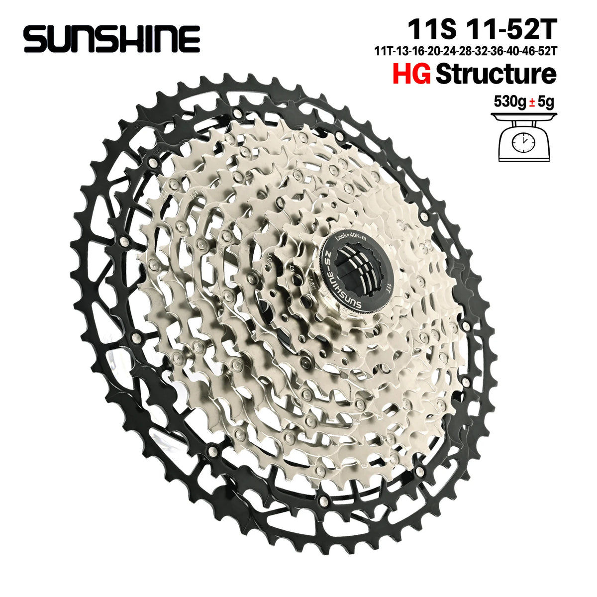 SUNSHINE MTB cassette freewheel HG sprocket carbon steel 10/11/12/13 speed 11T-40T to 11T-52T