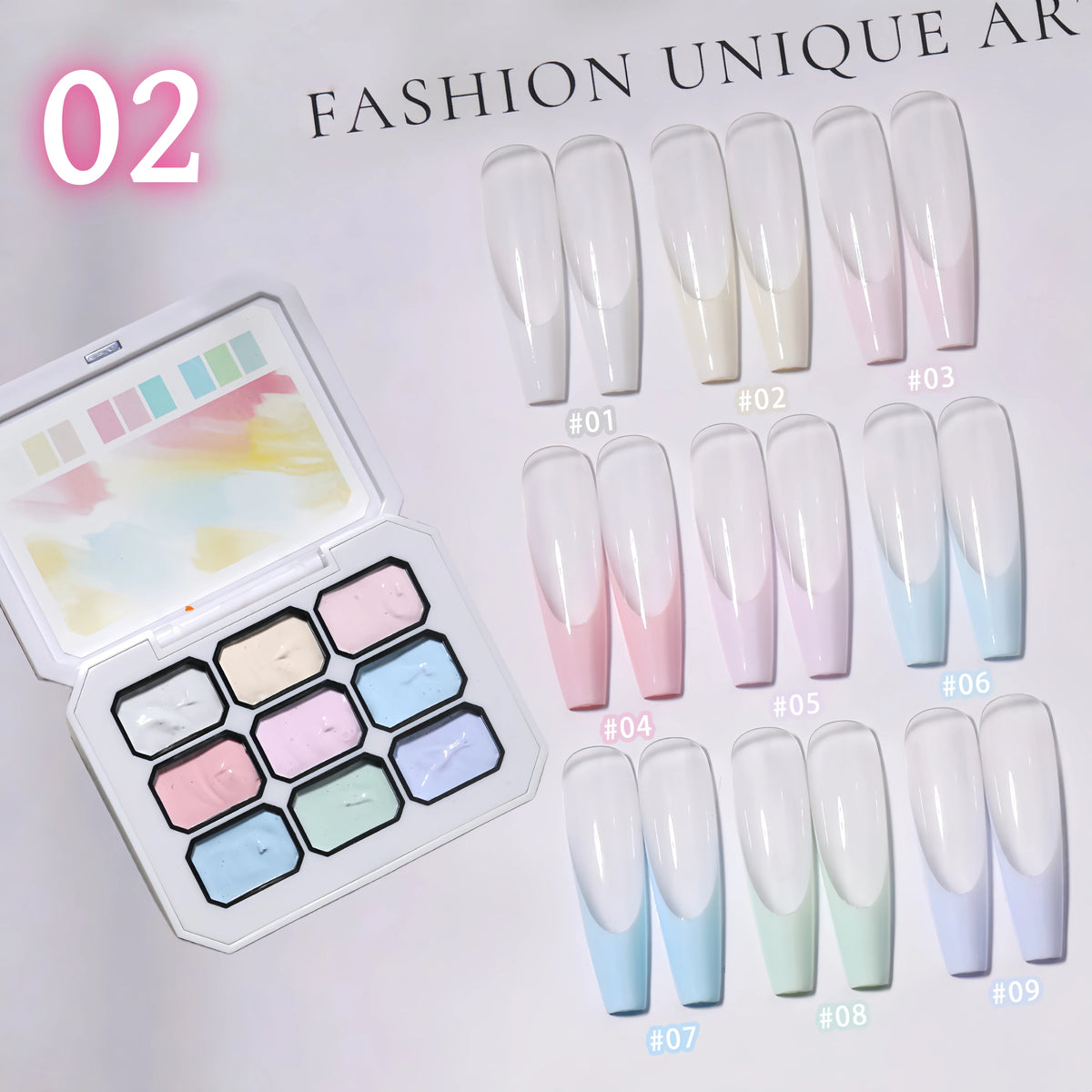 9-color solid nail polish, pink, Macaron painting glue, high saturation popular solid nail polish, used for nail art
