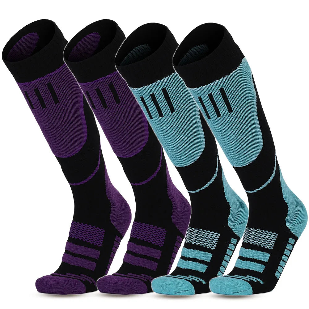YANBIGUO 2 Pairs Wool Ski Socks,Thermal Knee-high Cold Weather Warm Socks for Snowboarding,Snow,Winter,Hunting