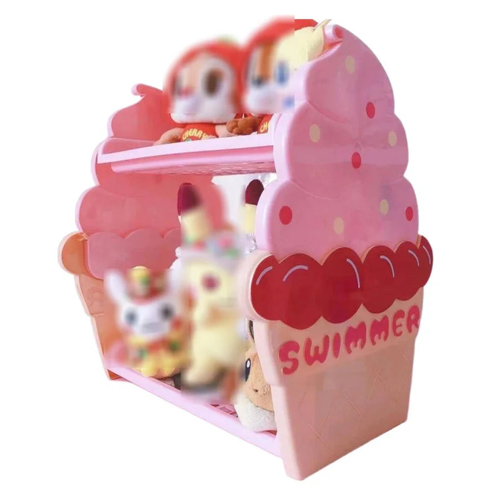 Ice Cream Double Layers Split Organiser Girls Heart Shaped Cosmetic Organiser Pink Cute Doll Jewellery Holder Student Dorm Room