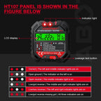 Habotest HT107 Pro Socket Tester A Comprehensive Tool for Voltage, RCD 30mA, UK/EU Plug Grounding, Zero Line, Polarity and Phas