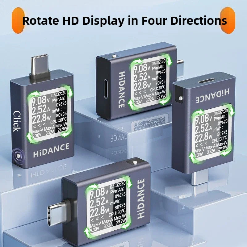 13-in-1 DC power meter tester 4.5-50V 0-12A Type-C PD3.1 digital display (Style)
