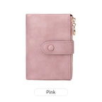 Women's Short Wallet Double Zipper Card Holder 3-Layer Large Capacity QB347 Black