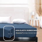 Waterproof Mattress Protector Cover Queen Size 14 inches Deep Pocket Polyester Bed Cover Solid Color Fitted Sheet (Black, Queen)