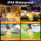 Solar G40 Globe LED String Lights with Remote, 8 Modes, Weatherproof, 10m 15 Bulbs or 18m 30 Bulbs