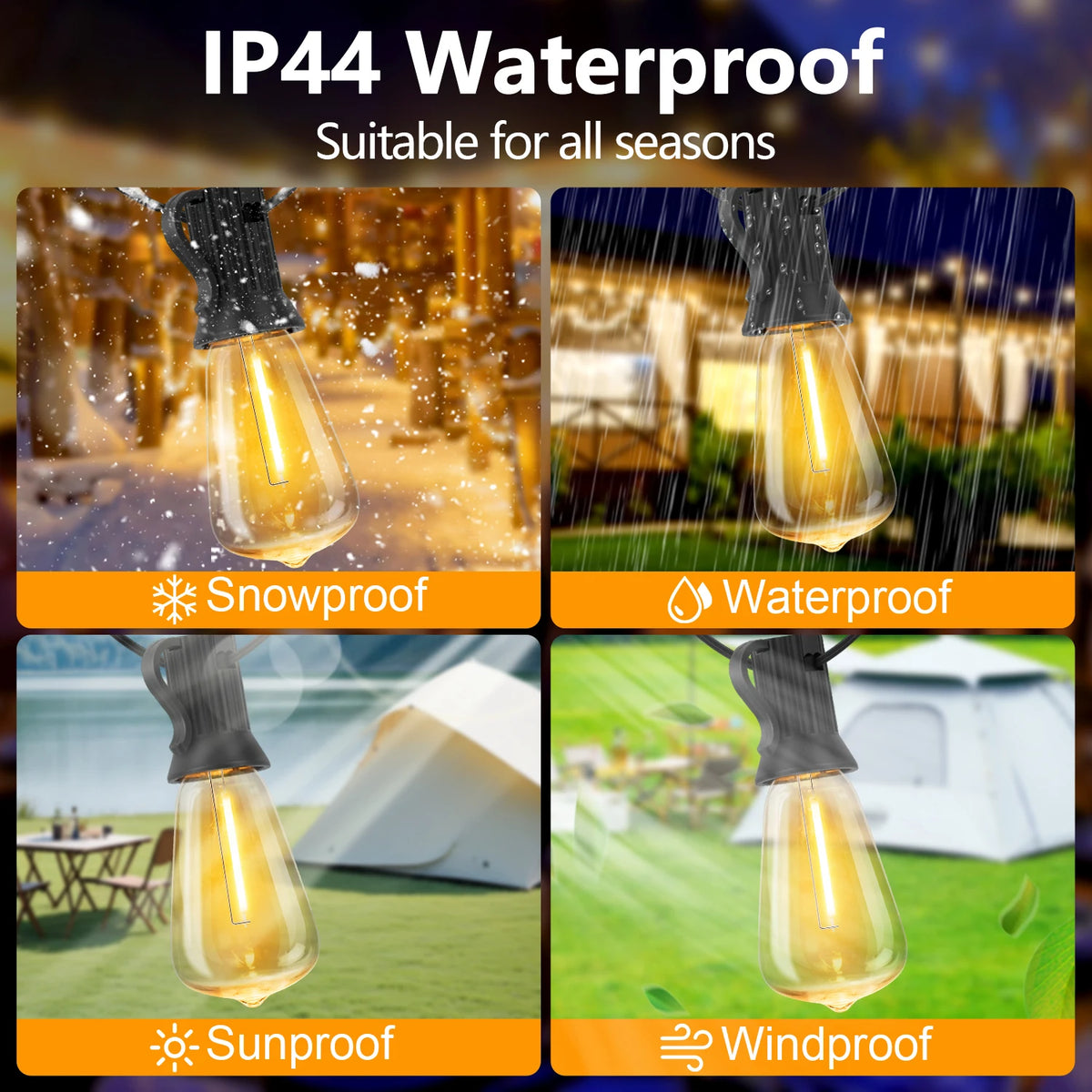 Solar G40 Globe LED String Lights with Remote, 8 Modes, Weatherproof, 10m 15 Bulbs or 18m 30 Bulbs