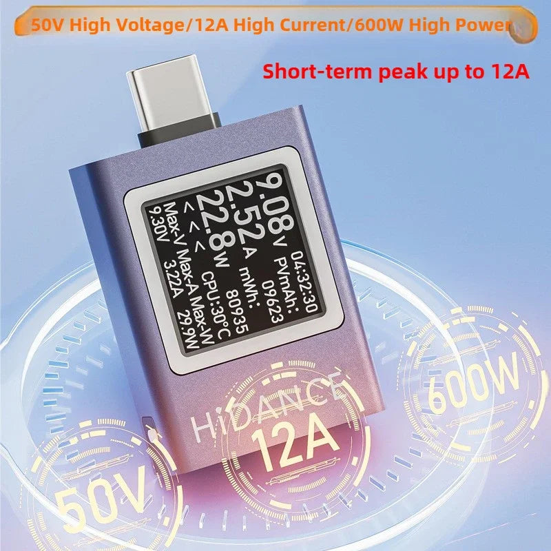 13-in-1 DC power meter tester 4.5-50V 0-12A Type-C PD3.1 digital display (Style)