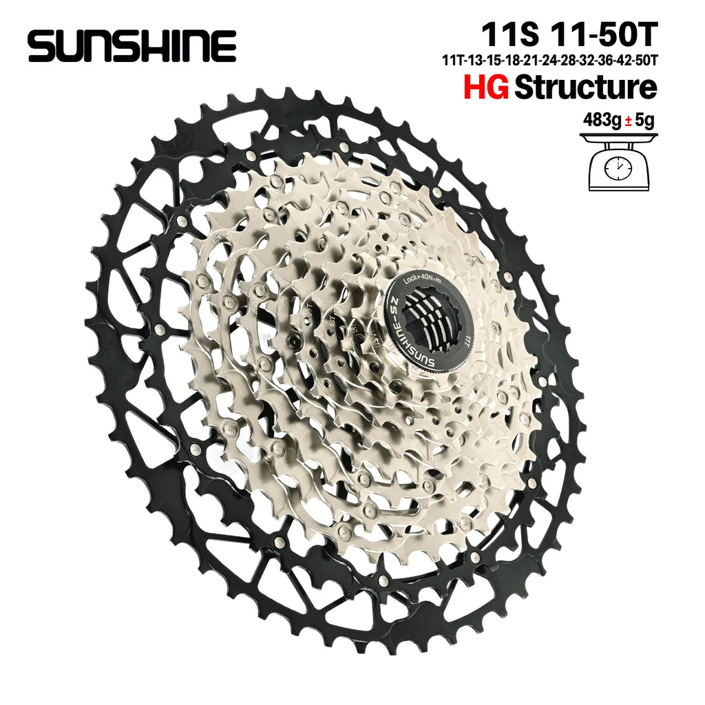 SUNSHINE MTB cassette freewheel HG sprocket carbon steel 10/11/12/13 speed 11T-40T to 11T-52T