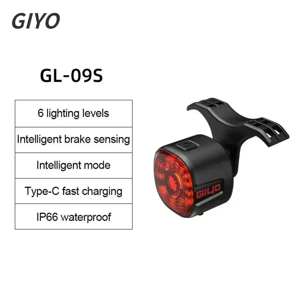 Smart Brake Bicycle Rear Light USB-C Rechargeable LED Taillight Auto On/Off Stop Signal