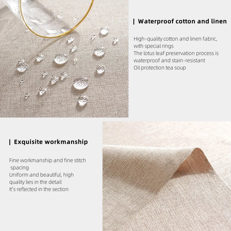 Rectangular Tablecloth Cotton And Linen Tablecloth Waterproof Oil-Proof Solid Color Cover Towel Home Dining Table Decoration