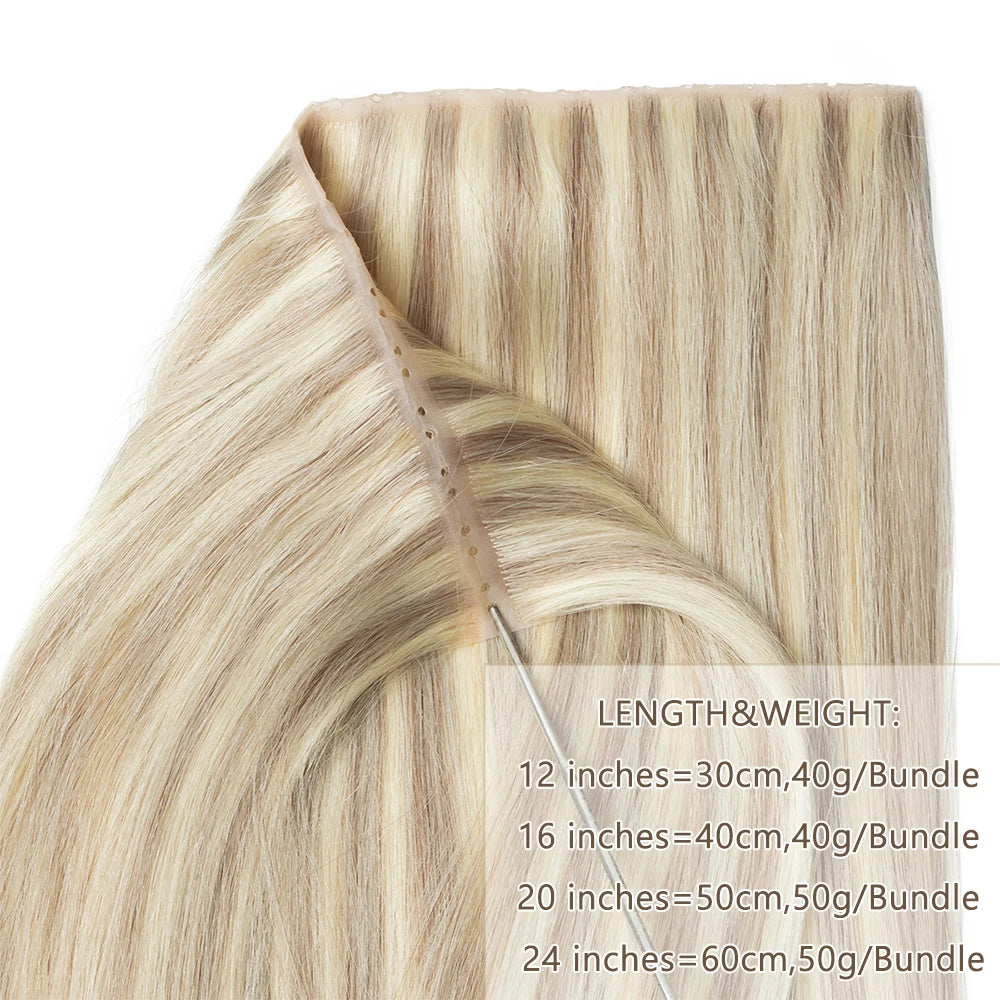 Butterfly Weft Extensions Human Hair Hand Tied Invisible PU Bundles Hole Flat Remy Twin Tabs PU Weft Free Beads 40-50g/Pack