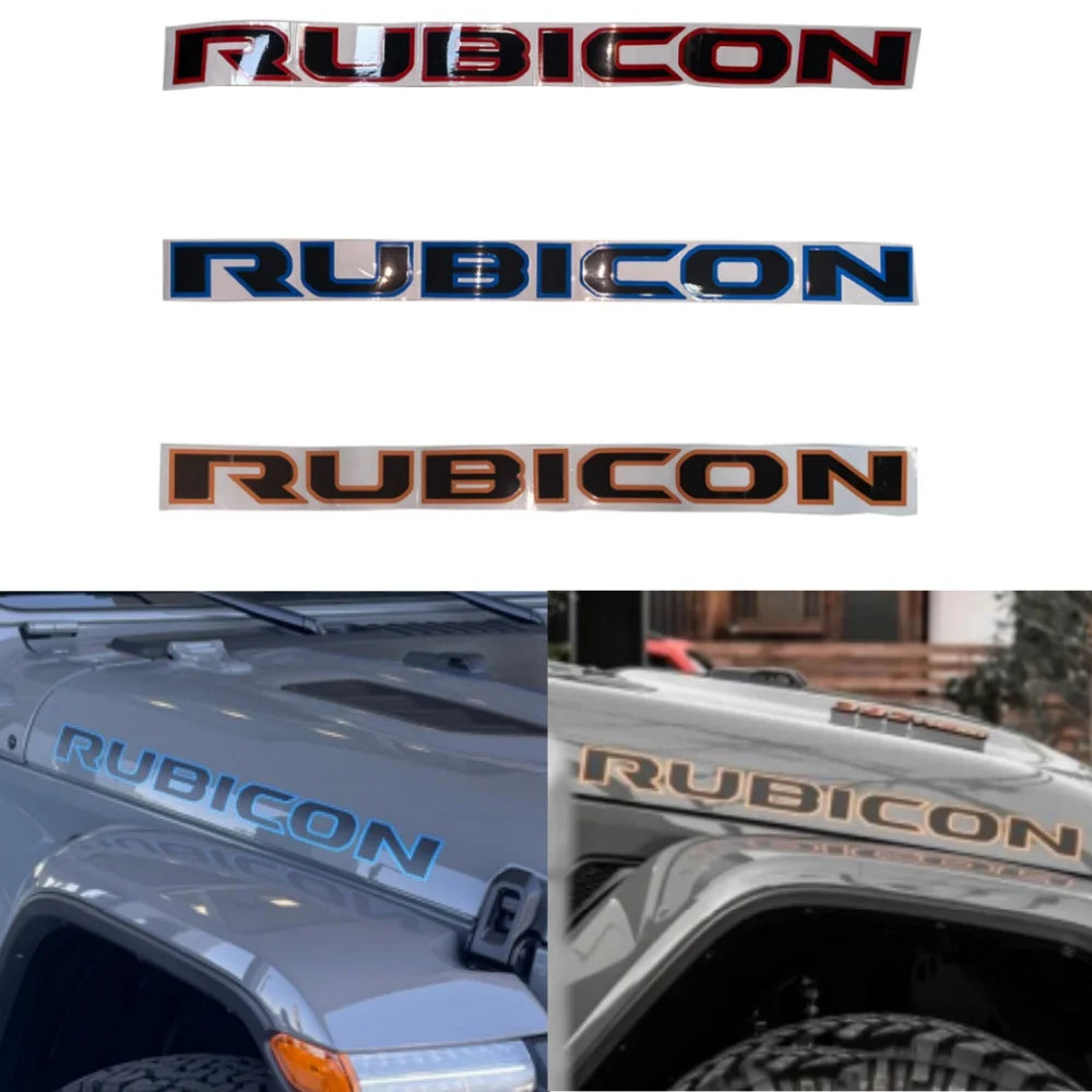 2PCS Rubicon Hood Decal Sticker Letters Graphic Badge Emblem For Jeep Wrangler JK JL JT 2007+