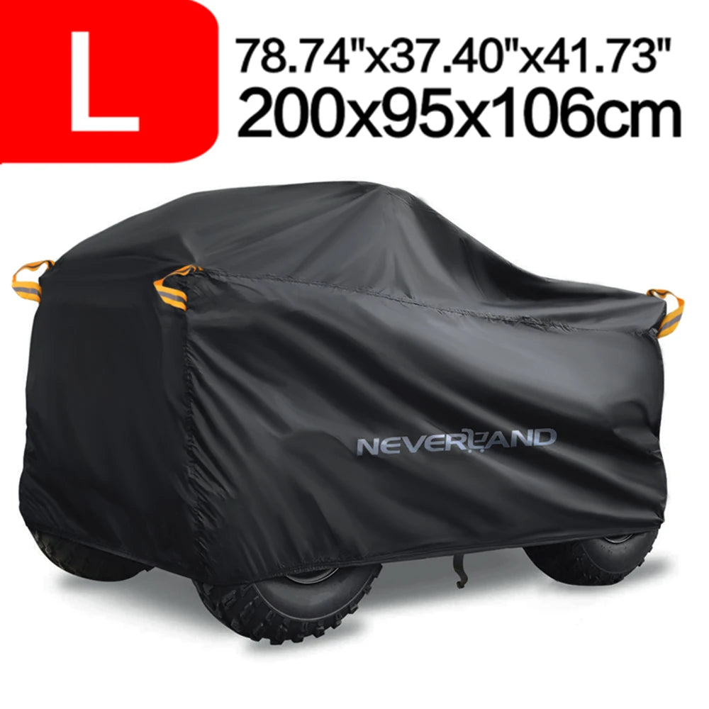 Quad Bike ATV Cover Universal 190T Waterproof Motorcycle Vehicle Scooter Kart Motorbike Resistant Dust UV Protector Black Silver