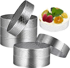 10PCS Perforated Tart Rings Round Stainless Steel Mousse Cake Ring Mold for Baking Pastry French Dessert Mousse Home Baking Tool