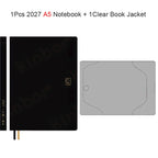 Kinbor 2027 Daily Planner Notebook A5/A6 52g BaChuan Paper Weekly Monthly Yearly, Black