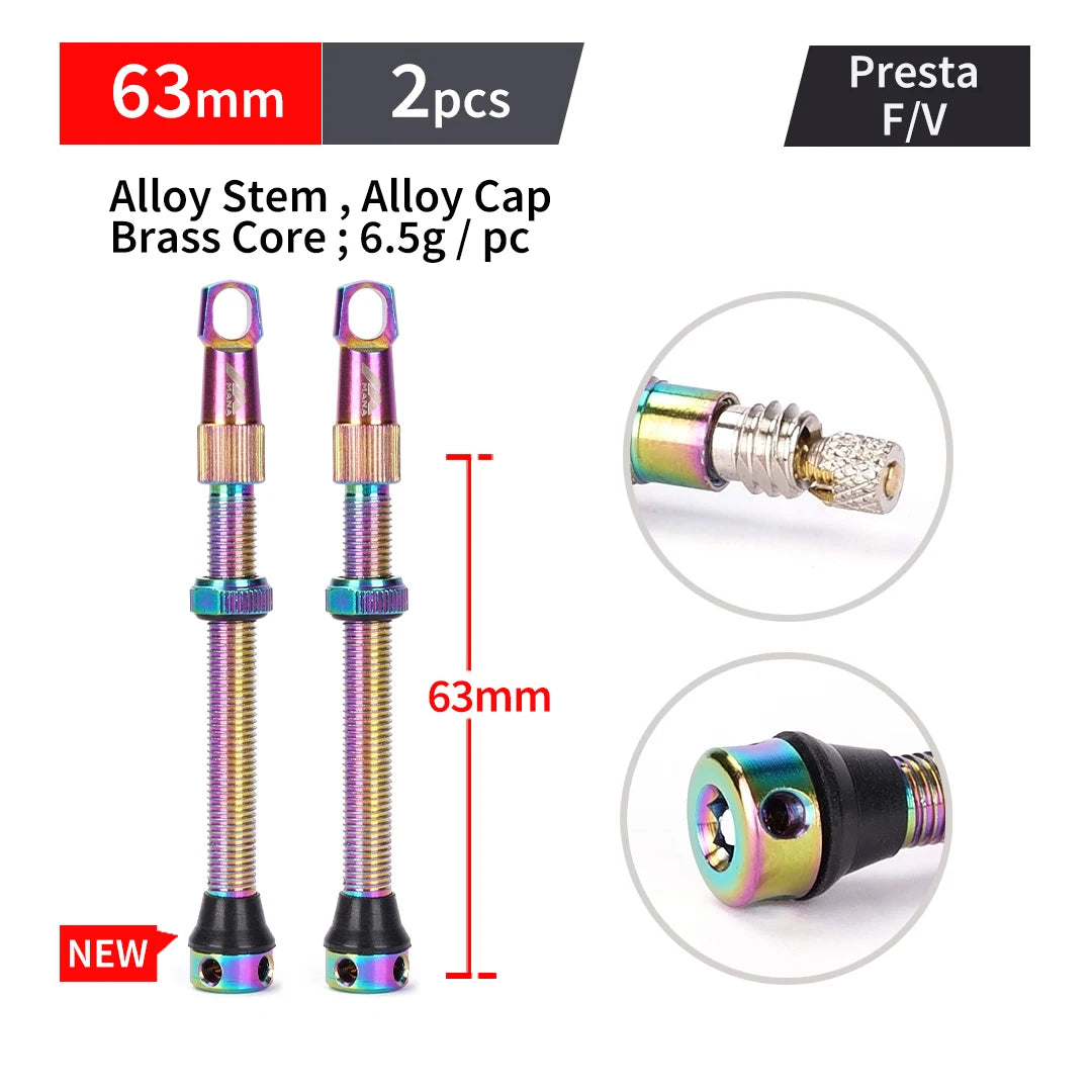 MANA 1Pair Bicycle Presta Valve 40/53/63/78/100mm 7075 Aluminum Alloy For Tubeless Road/MTB/Gravel Bike-ELITEWHEELS Valve
