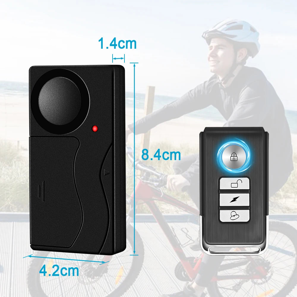 Wireless Vibration Bike Alarm With Remote Control Anti-Theft Alarm 110dB Loud Bike Door Window Motorcycle Security Alarm System