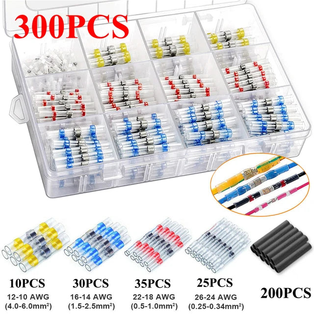 WOZOBUY Heat Shrinkable Wire Connectors  SST21 Waterproof Sleeve AWG22-18 Butt Electrical Splice Tinned Solder Seal Terminal