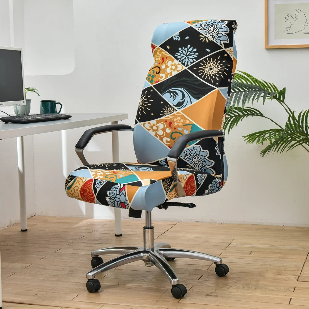 Elastic Rotating Office Chair Cover With Back Anti-dirty Computer Seat Case Spandex Gaming Chairs Slipcover for Armchair