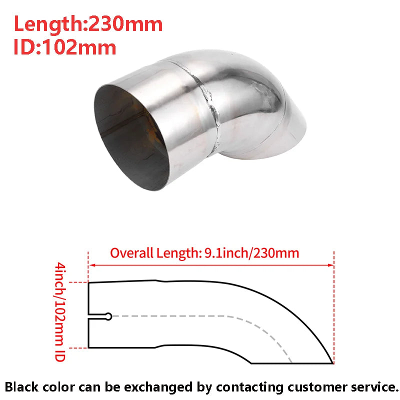 X Autohaux 51mm ID Inlet Turn Down Exhaust Tip T304 Stainless Steel Mandrel Bend Elbow Tube 230mm Length 125 Degree for Car