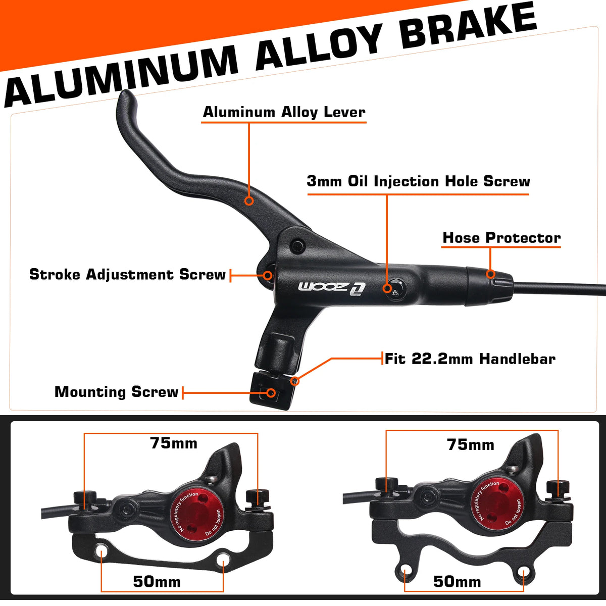 ZOOM HB-875 bicycle hydraulic disc brake set 800/1450mm bike hydraulic brakes 160mm bicycle oil pressure brake disc caliper