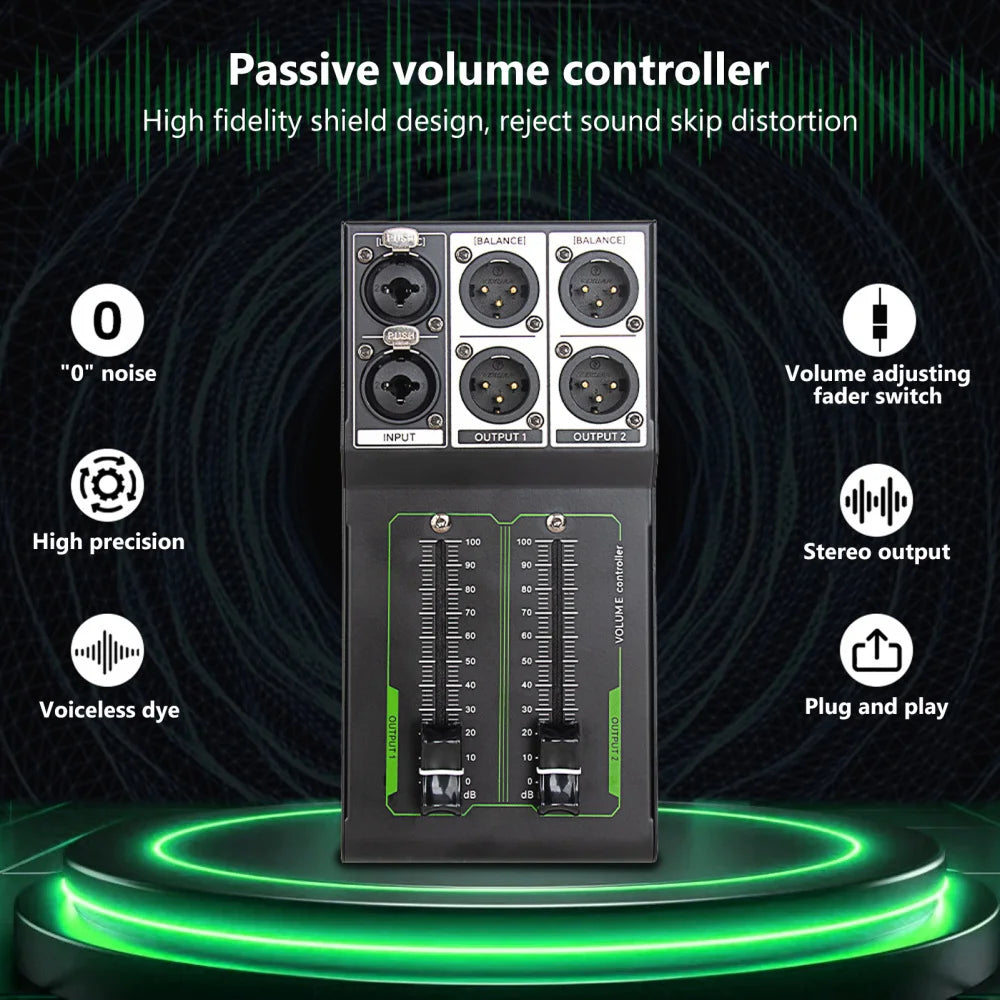 Passive Monitor Volume Controller XLR Input Output Passive Stereo Controller No Loss Volume Adjustment Controller Plug & Play