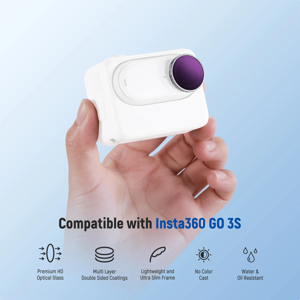NEEWER ND Filter Kit Compatible with Insta360 GO 3S, UV+CPL+ND8+ND16+ND32+ND64 Filters, Action Camera Accessories