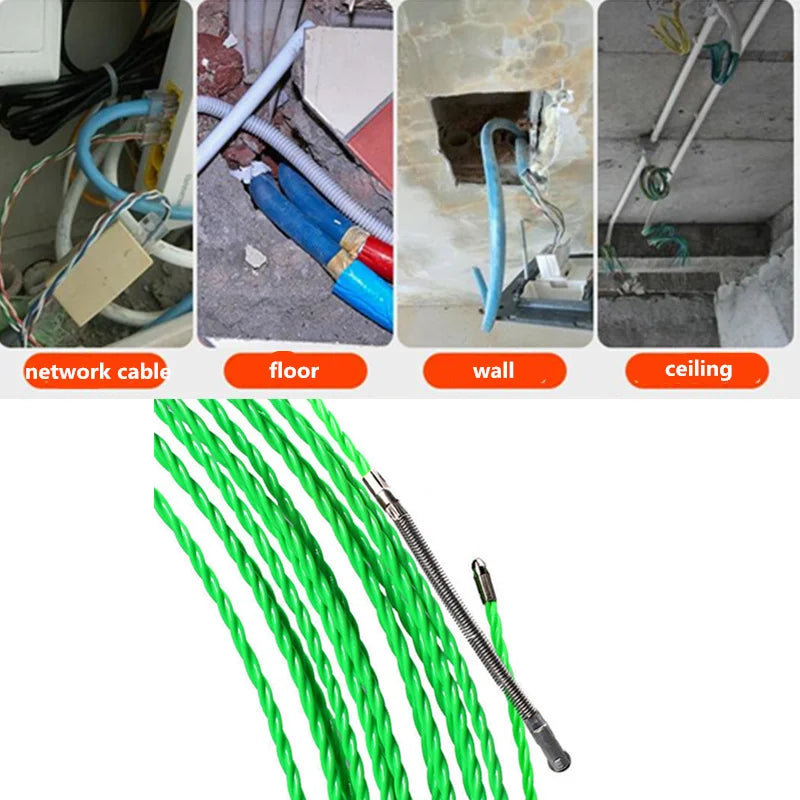 4.2mm Cable Push Puller Fiberglass Duct Rodder Fish Tape Electrical Wall Wire Cable Guide Device Aid Tool 5/10/15/20/25/30M