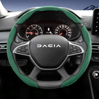 Suitable for Dacia Sports Suede Steering Wheel Cover, Split Snap-On Anti-Slip Style, for Models Such as Sandero Stepway, Duster, Jogger, Bigster, Spring, Electric, Cargo, Logan, Etc., in Black, Brown, Mocha, and Red Co