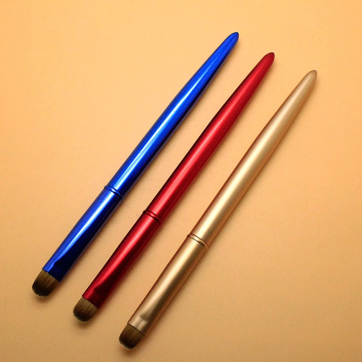 French nail art brush for acrylic & UV gel, elegant handle, blue/red/light gold styles