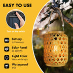 Rattan Solar Lanterns Outdoor Hanging Solar Bulb Lights Waterproof Country Decor Solar Table Light Decoration for Garden Yard