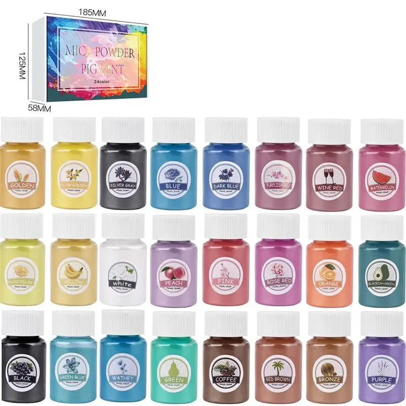 6/24/30Colors Epoxy Resin Dye Mica Powder Powdered Pigments Set Resin Mica Pearlescent Resin Pearl Natural Micas Colorants Resin