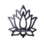 Wooden Lotus Wall Mounted Corner Shelf Rack, Black - Essential Oil Candle Holder